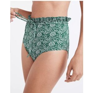 NWT Madewell Jacquard Tie Retro High-Waisted Bikini Bottom in Hibiscus Vines